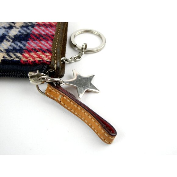 Coach Tartan Wool Mini Skinny Case w/ Keychain & Star Charm - Picture 9 of 14